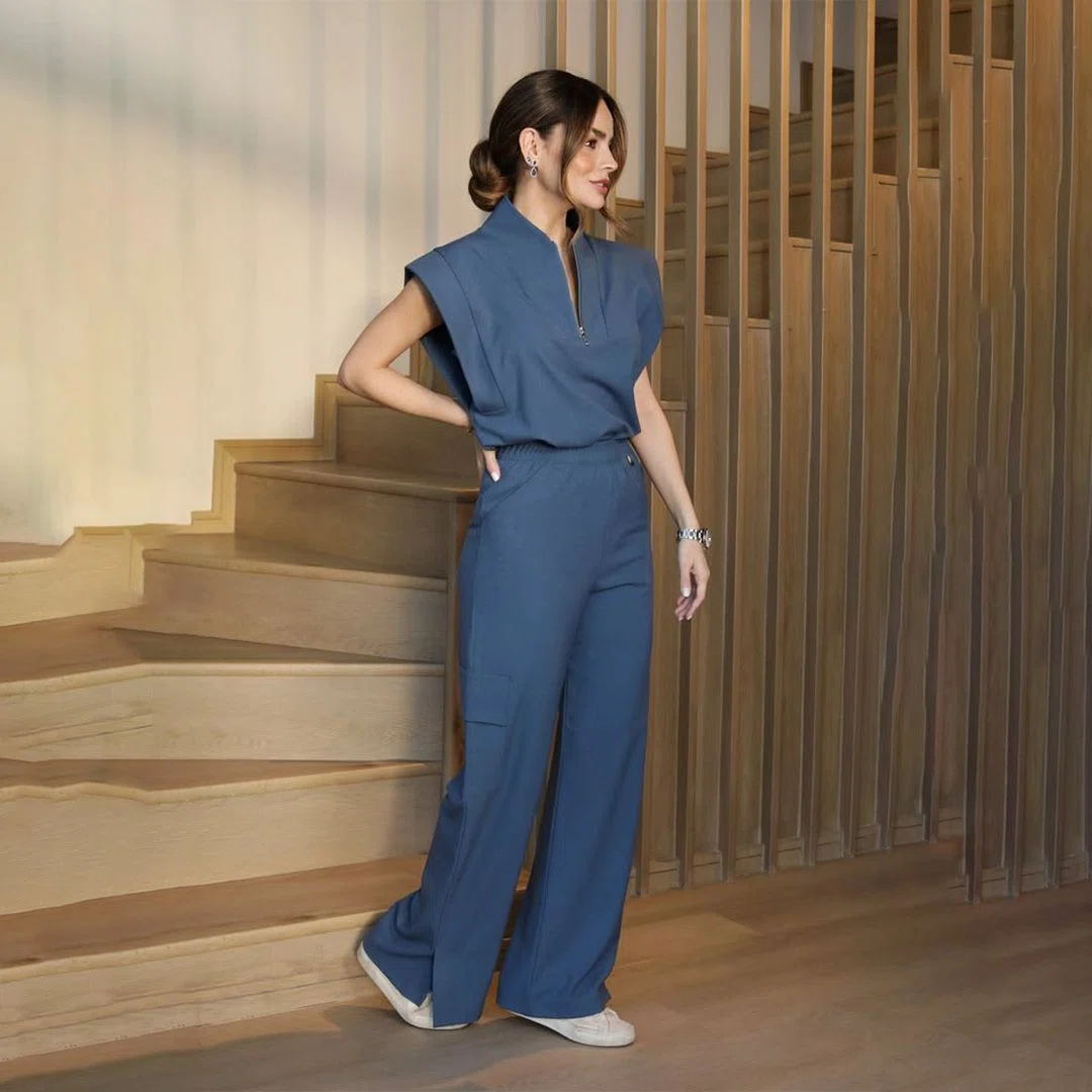 Comfortable custom spa pants worn by spa professionals providing breathability and ergonomic fit for all-day wear